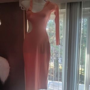Pretty n pink . Dress one sleeve, other side strap, soft material. Brand new